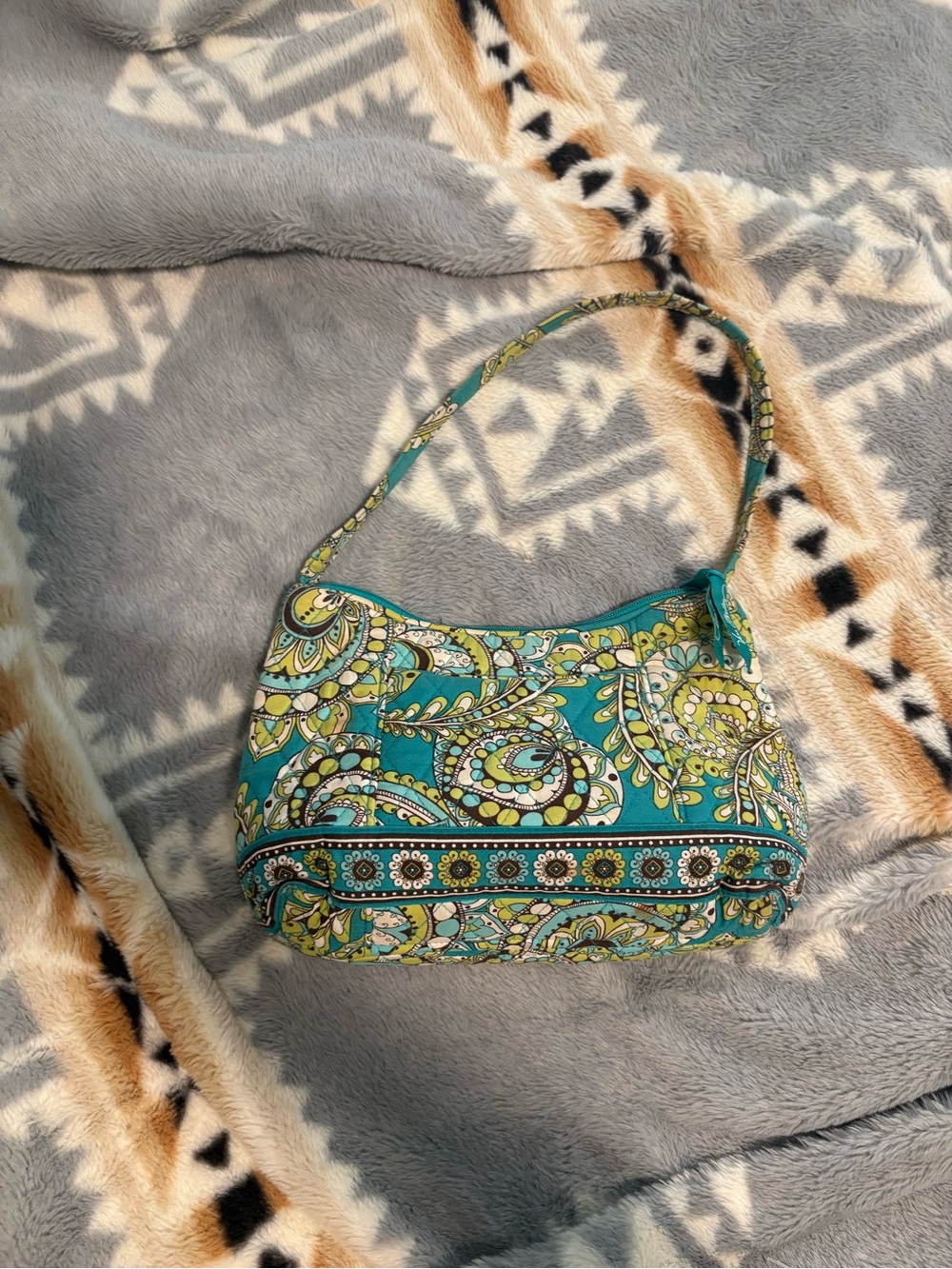 Vera Bradley Teal Paisley Quilted Shoulder Bag